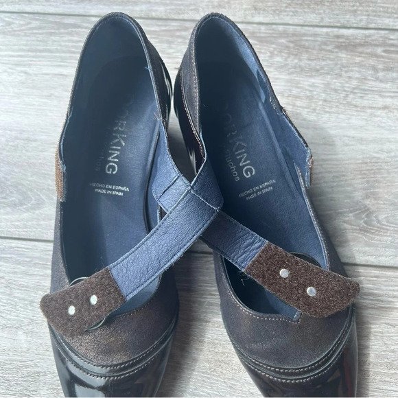 DORKING FLUCHOS Patent Leather Metallic Leather Mixed Mary Jane Shoes - Picture 12 of 16